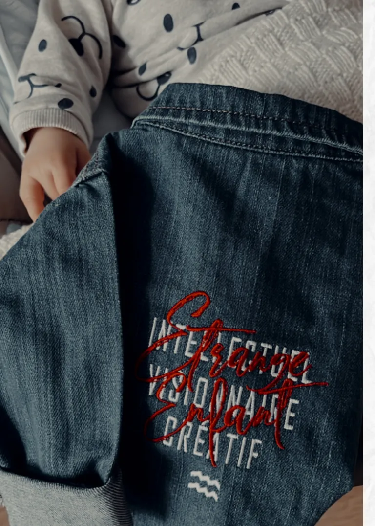 Veste en jean bébé et enfant, collection Étrange Enfant